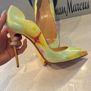 Christian Louboutin Yellow Multicolor Patent Pointed-Toe Stiletto Pumps